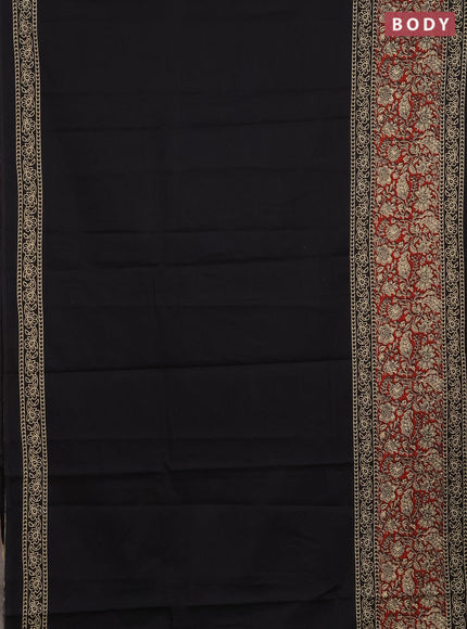 Jaipur cotton saree black and maroon with plain body and long printed border