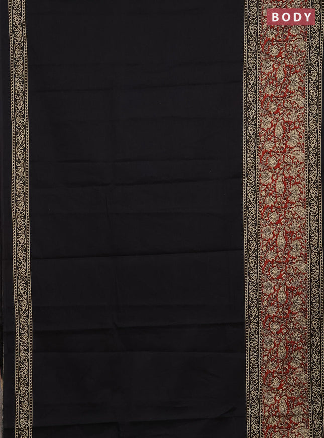 Jaipur cotton saree black and maroon with plain body and long printed border