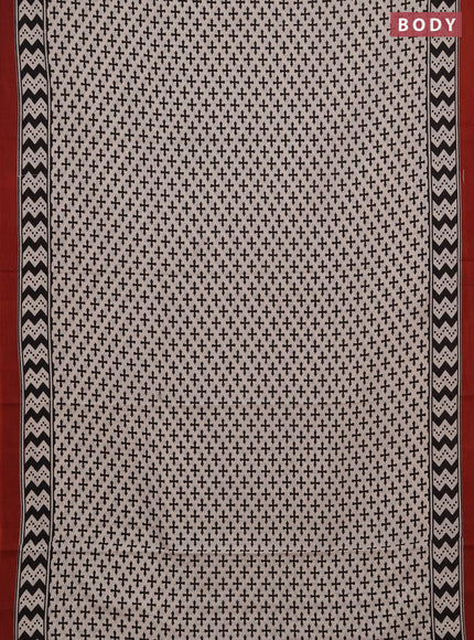 Jaipur cotton saree beige and maroon with allover prints and printed border