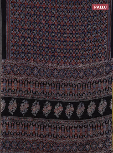 Jaipur cotton saree indigo blue and navy blue with allover ajrakh prints and printed border