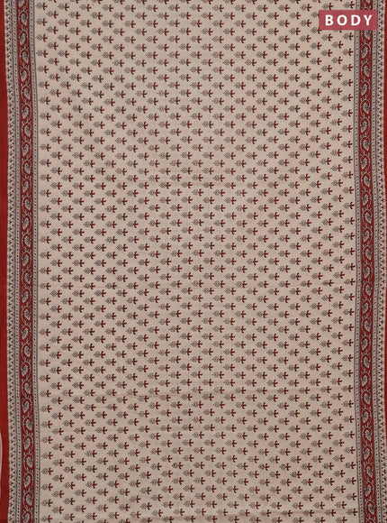 Jaipur cotton saree beige and maroon with allover floral butta prints and printed border