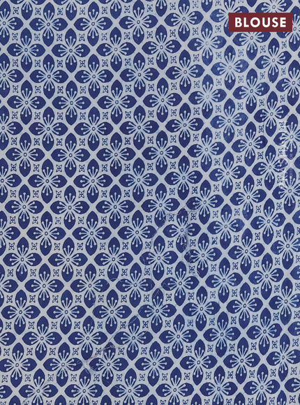Jaipur cotton saree indigo blue and navy blue with allover prints and printed border