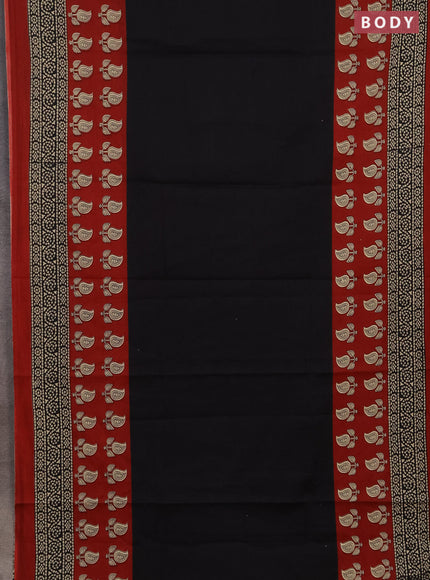 Jaipur cotton saree black and maroon with plain body and long printed border