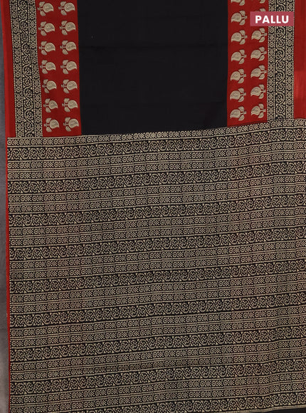 Jaipur cotton saree black and maroon with plain body and long printed border