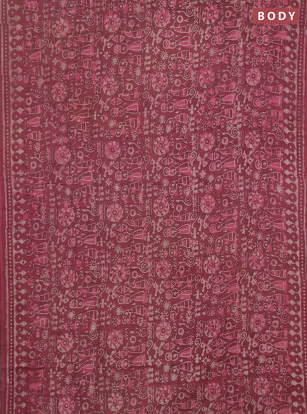 Jaipur cotton saree mauve pink with allover waril prints and printed border