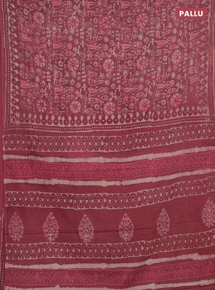 Jaipur cotton saree mauve pink with allover waril prints and printed border