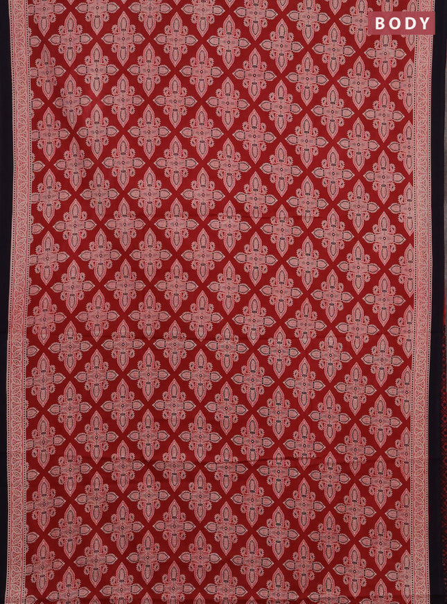 Jaipur cotton saree red and deep purple with allover ajrakh prints and printed border