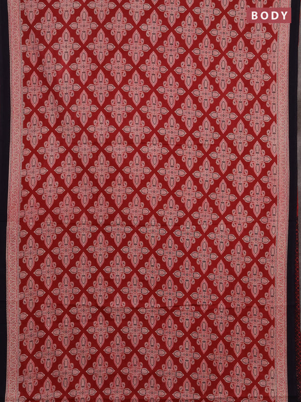 Jaipur cotton saree red and deep purple with allover ajrakh prints and printed border