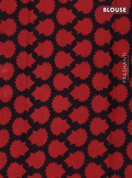 Jaipur cotton saree red and deep purple with allover ajrakh prints and printed border