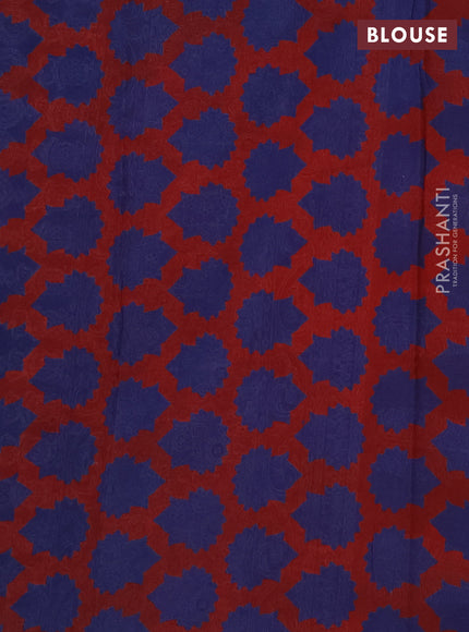 Jaipur cotton saree indigo blue and maroon with allover ajrakh prints and printed border