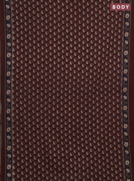 Jaipur cotton saree maroon with allover floral butta prints and printed border