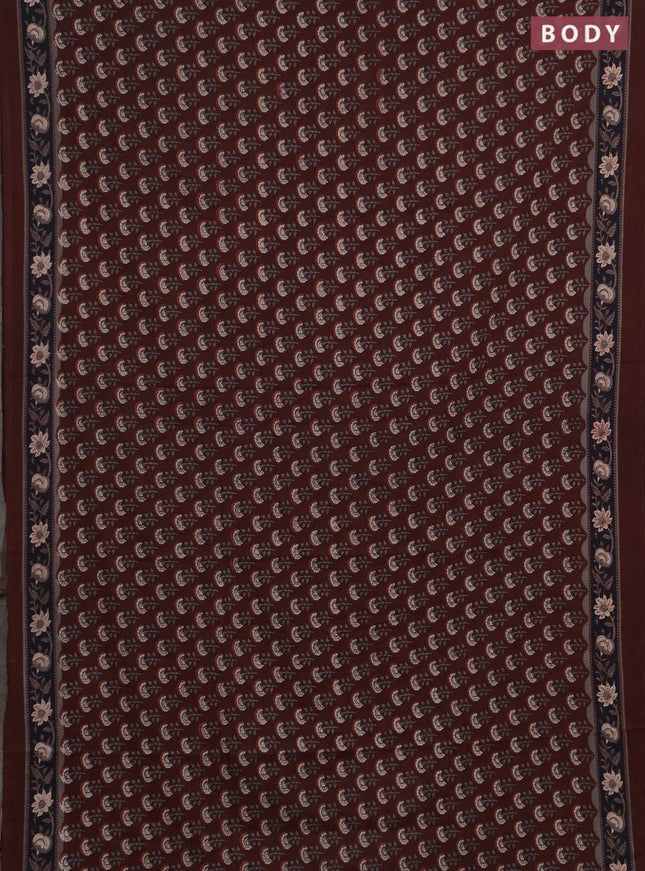 Jaipur cotton saree maroon with allover floral butta prints and printed border