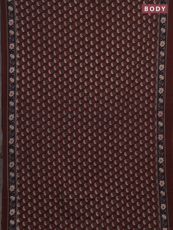 Jaipur cotton saree maroon with allover floral butta prints and printed border