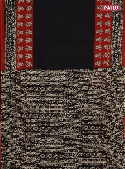 Jaipur cotton saree black and maroon with plain body and long printed border