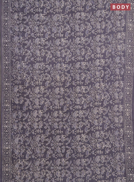 Jaipur cotton saree grey with allover dabu prints and printed border