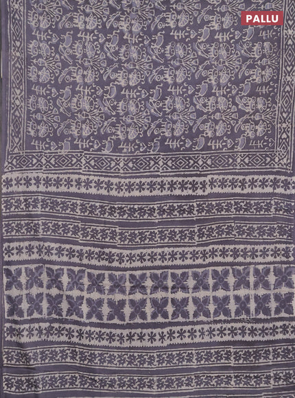 Jaipur cotton saree grey with allover dabu prints and printed border