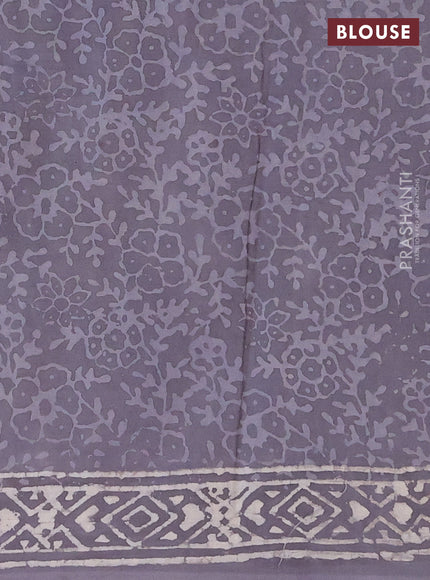 Jaipur cotton saree grey with allover dabu prints and printed border