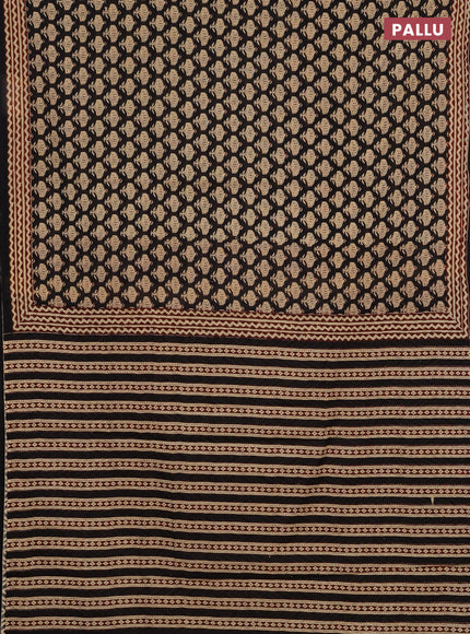 Jaipur cotton saree black with allover butta prints and printed border