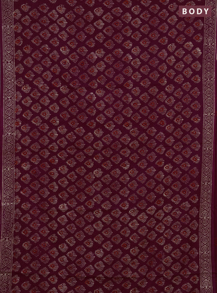 Jaipur cotton saree wine shade with allover butta prints and printed border