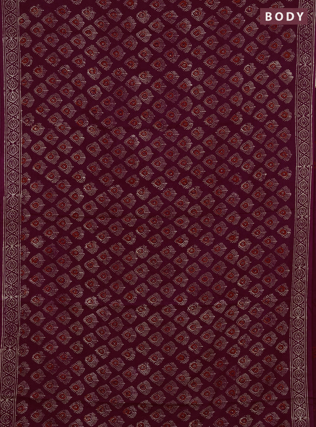 Jaipur cotton saree wine shade with allover butta prints and printed border