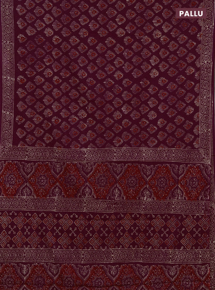 Jaipur cotton saree wine shade with allover butta prints and printed border