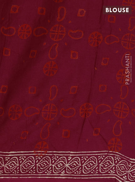 Jaipur cotton saree wine shade with allover butta prints and printed border