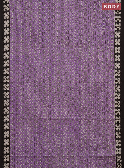 Jaipur cotton saree lavender and black with allover floral butta prints and printed border