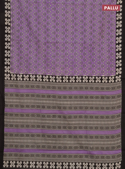 Jaipur cotton saree lavender and black with allover floral butta prints and printed border