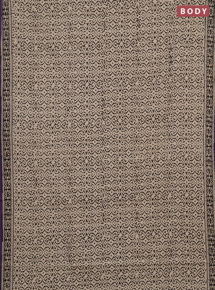 Jaipur cotton saree beige and black purple with allover prints and printed border