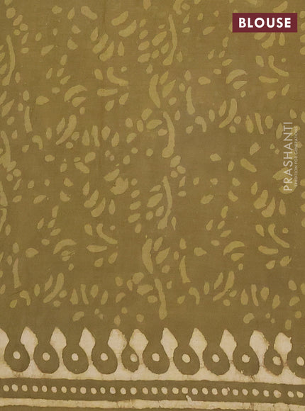 Jaipur cotton saree elaichi green with allover prints and printed border