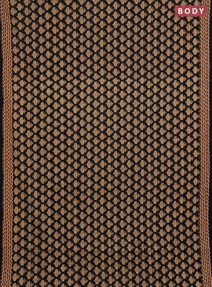 Jaipur cotton saree black and brown with allover butta prints and printed border