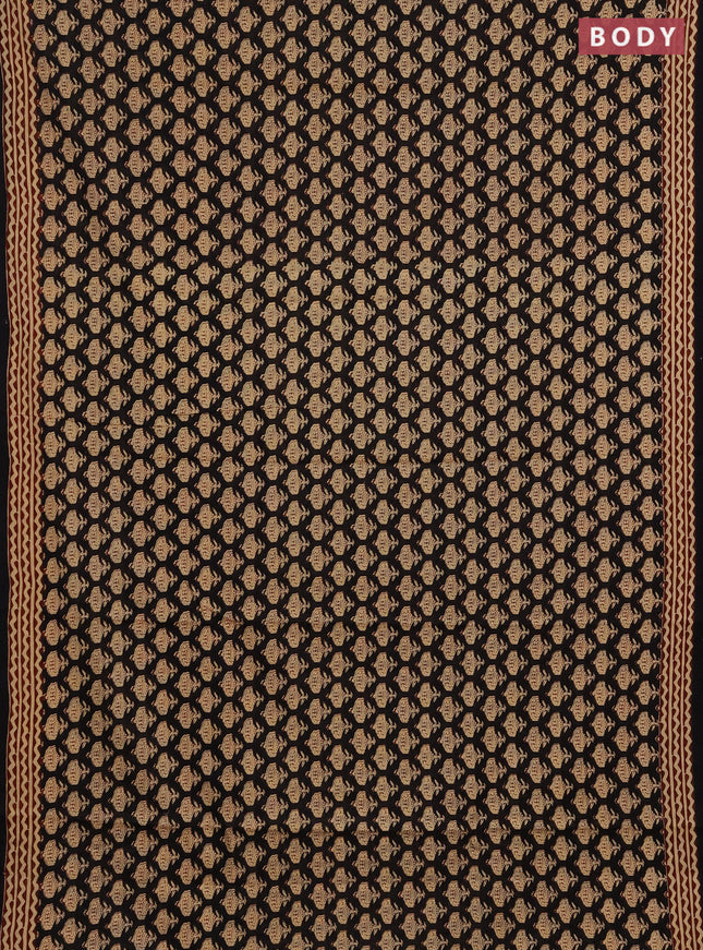 Jaipur cotton saree black and brown with allover butta prints and printed border