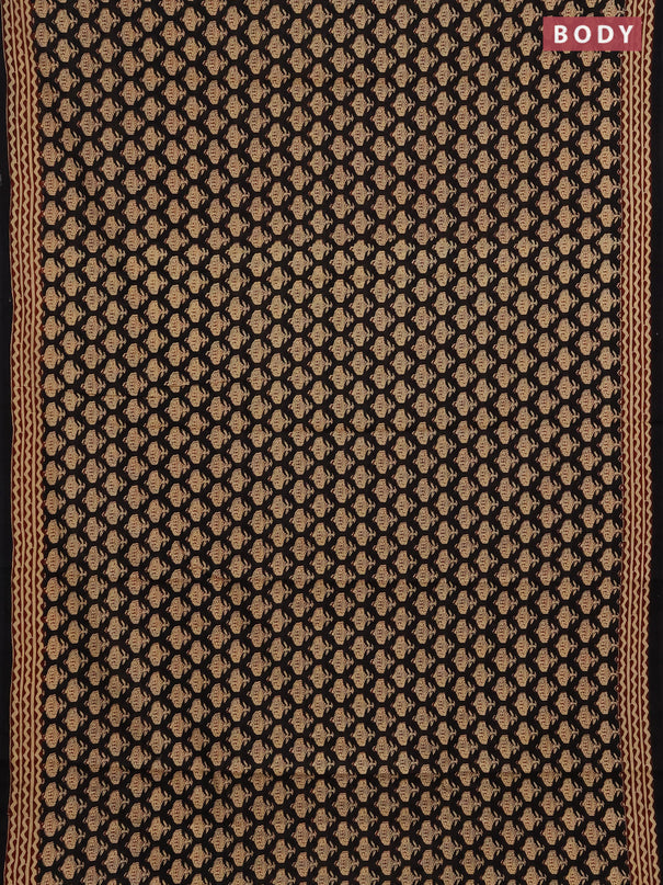 Jaipur cotton saree black and brown with allover butta prints and printed border