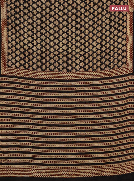 Jaipur cotton saree black and brown with allover butta prints and printed border