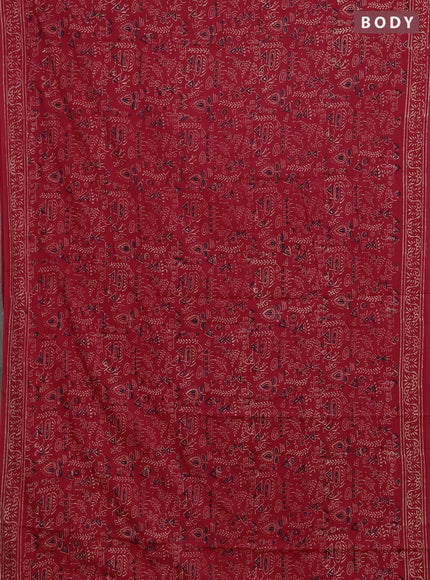 Jaipur cotton saree red with allover warli prints and printed border