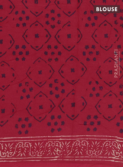 Jaipur cotton saree red with allover warli prints and printed border