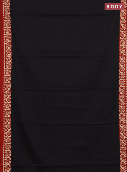Jaipur cotton saree black and maroon with plain body and printed border