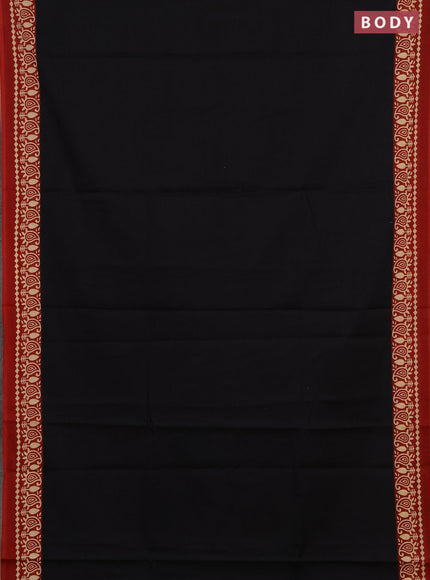 Jaipur cotton saree black and maroon with plain body and printed border