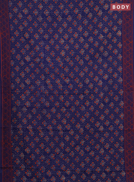 Jaipur cotton saree indigo blue with allover butta prints and printed border