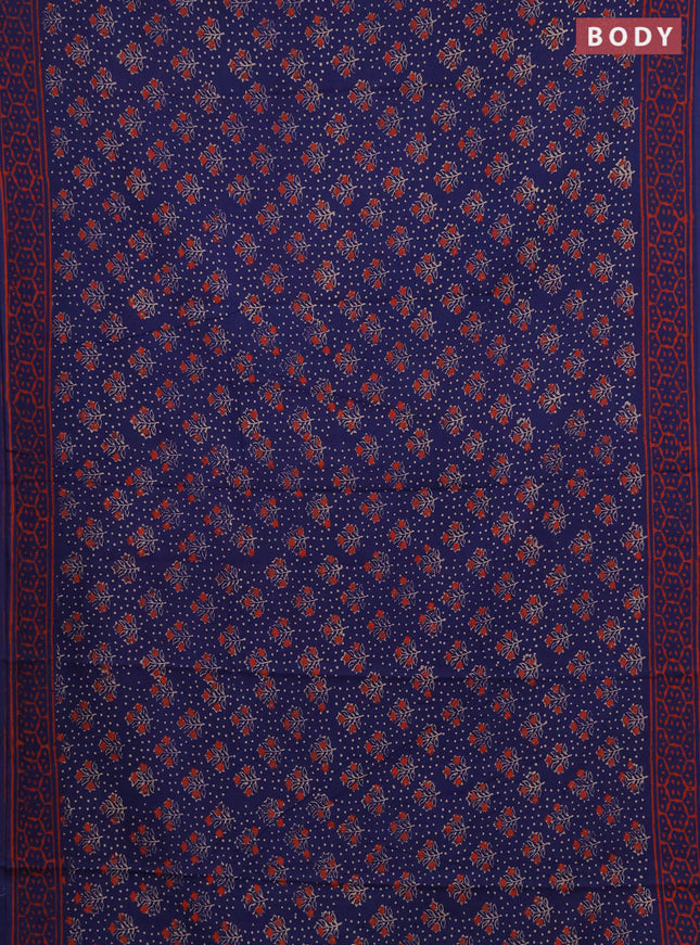 Jaipur cotton saree indigo blue with allover butta prints and printed border