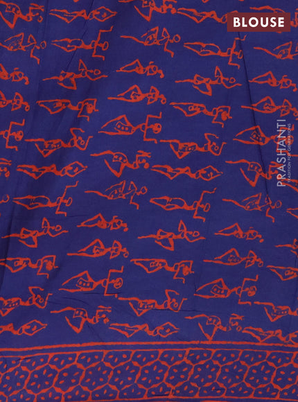 Jaipur cotton saree indigo blue with allover butta prints and printed border
