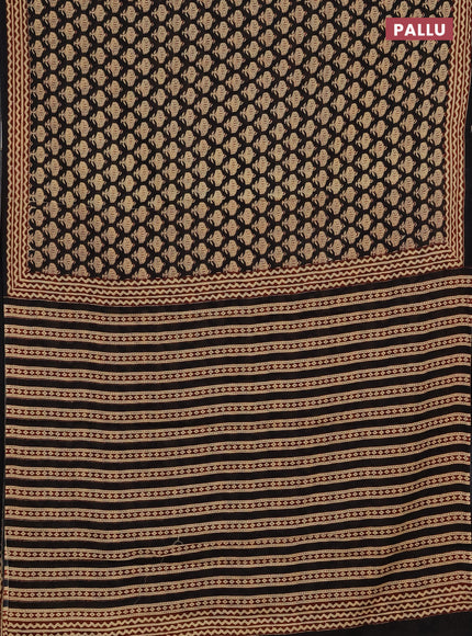 Jaipur cotton saree beige and black with allover butta prints and printed border