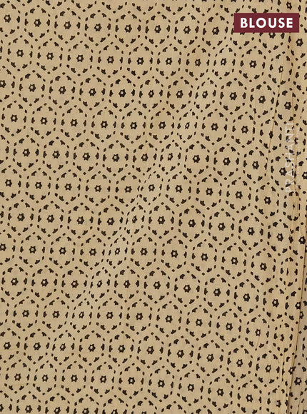 Jaipur cotton saree beige and black with allover butta prints and printed border
