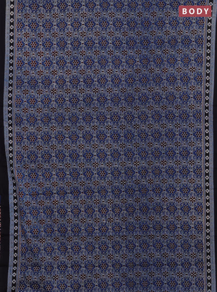 Jaipur cotton saree indigo blue and navy blue with allover ajrakh prints and printed border