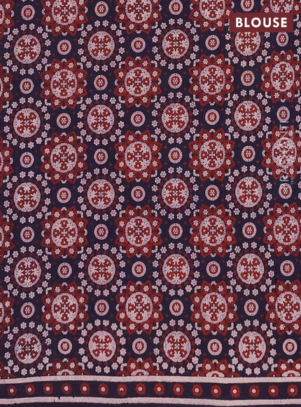 Jaipur cotton saree indigo blue and navy blue with allover ajrakh prints and printed border