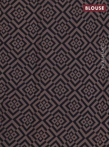 Jaipur cotton saree grey and navy blue with allover ajrakh prints and printed border