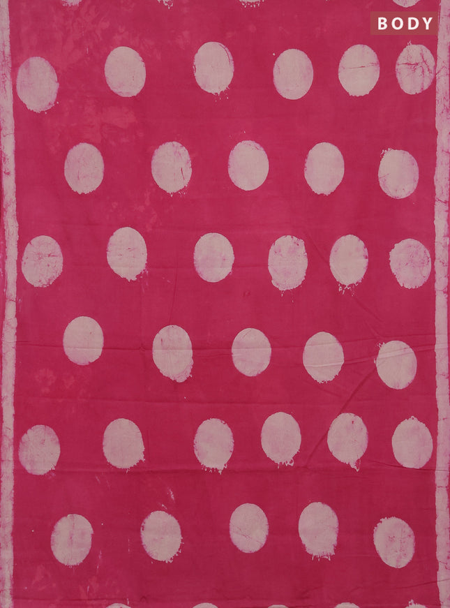 Jaipur cotton saree pink with allover batik butta prints and simple border