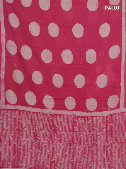 Jaipur cotton saree pink with allover batik butta prints and simple border