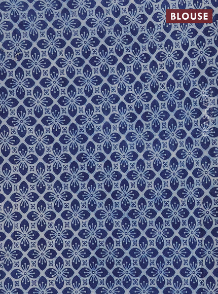 Jaipur cotton saree indigo blue and navy blue with allover prints and printed border