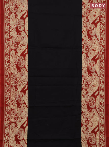 Jaipur cotton saree black and red with plain body and printed border